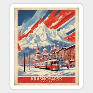 Krasnoyarsk Russia Vintage Tourism Travel Poster Sticker